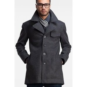 Icebreaker Legacy Merino Wool‎ Trench Coat Sz Small Gray Men's Button Career